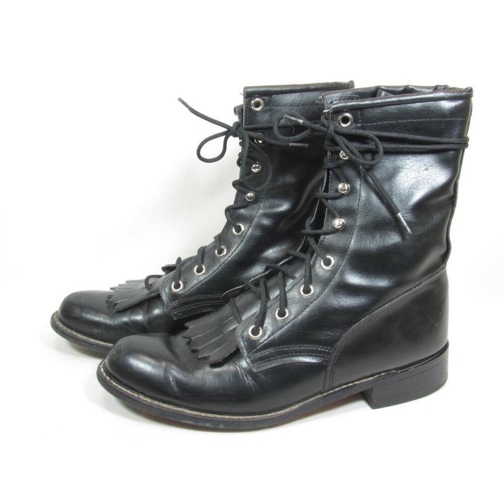 Vintage Texas Boots Lacer Granny Boot Women size 6 Black